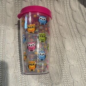 16 oz Tervis tumbler owl owls pink lid insulated hot cold work school NWOT